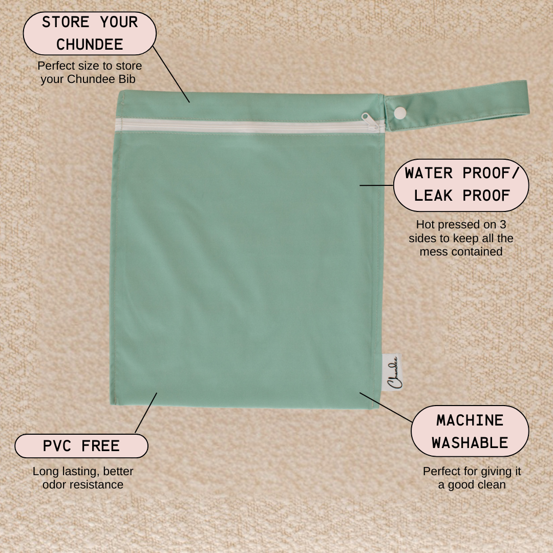 Green Vomit Bucket Bib and Wet Bag